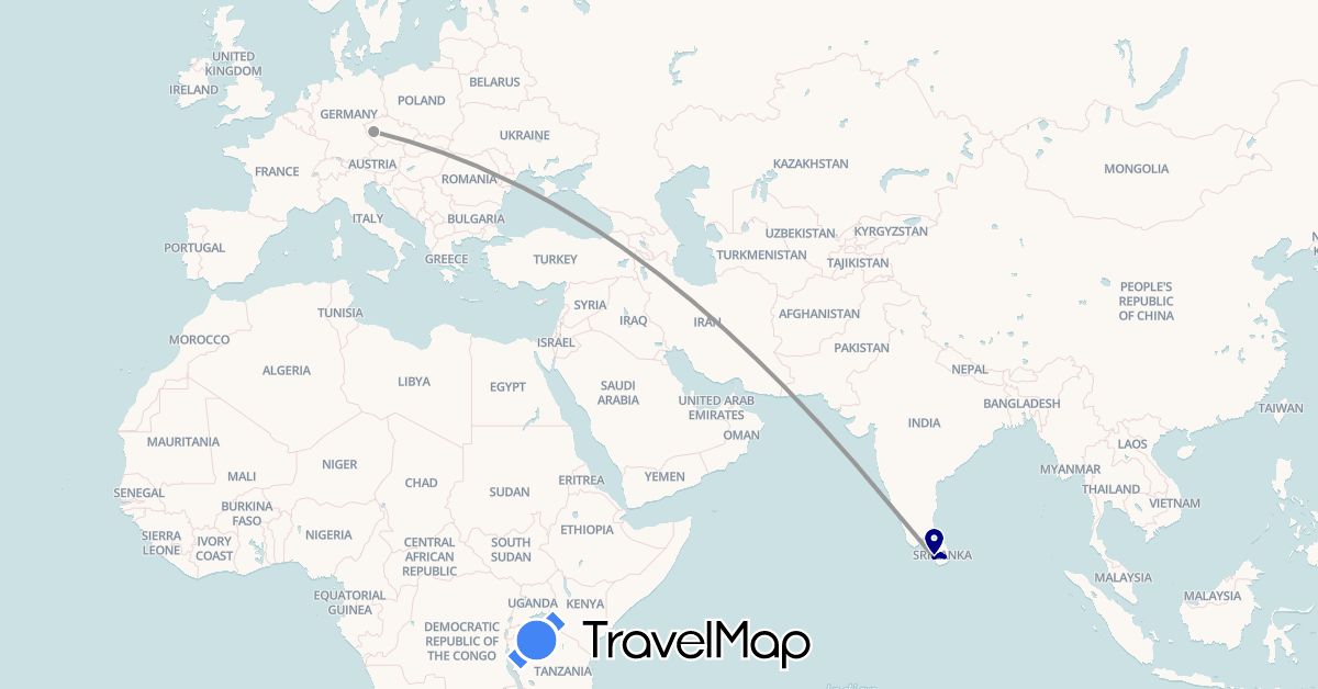 TravelMap itinerary: driving, plane in Sri Lanka (Asia)